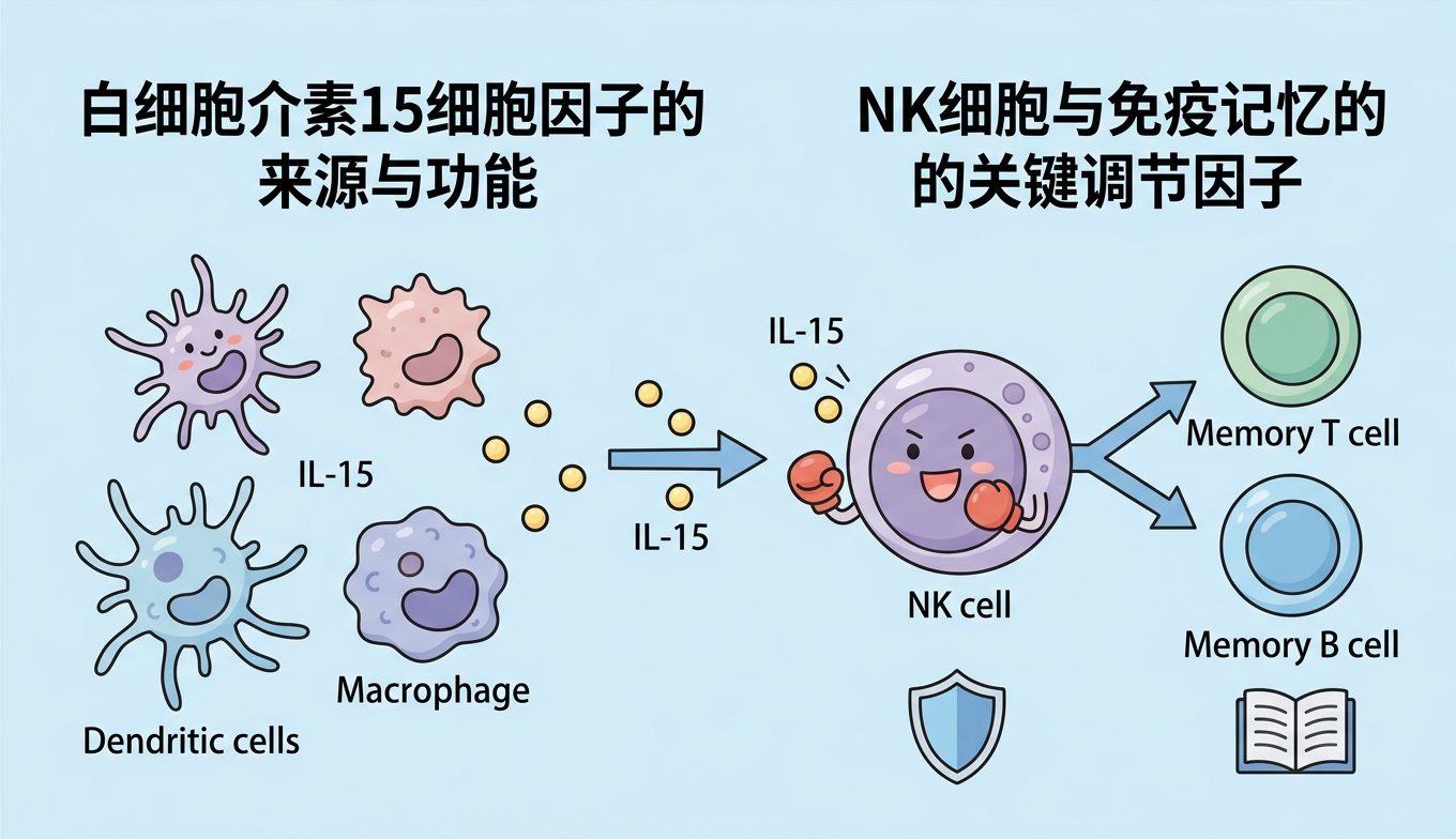 白细胞介素15细胞因子的来源与功能：NK细胞与免疫记忆的关键调节因子